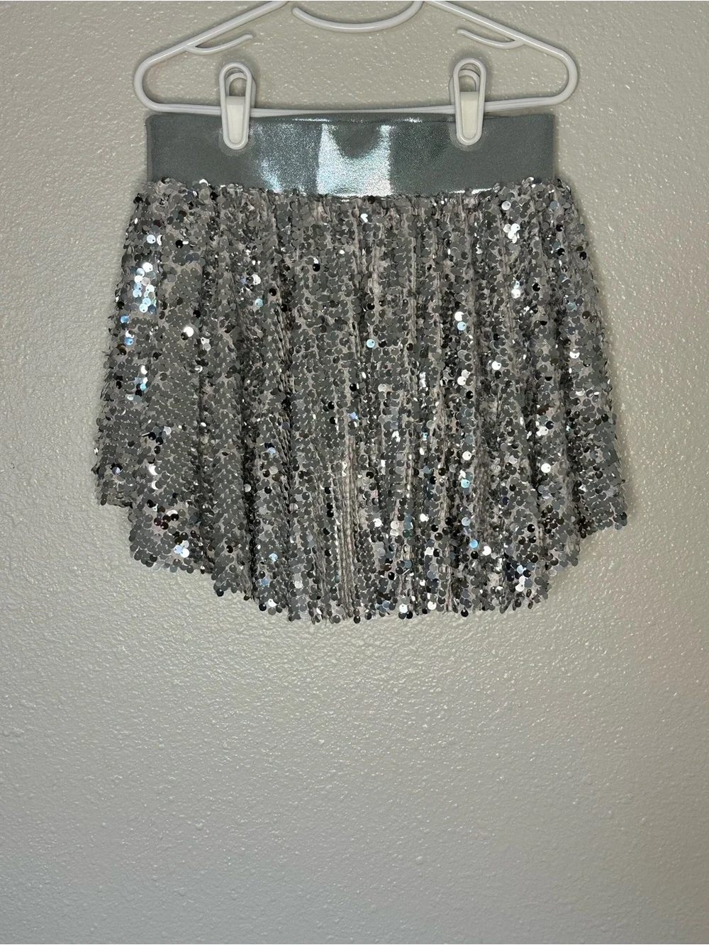 balera Silver Sequin High-Waist Bike Shorts